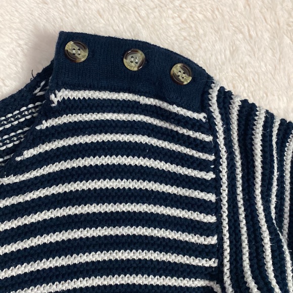 FRAME Navy & White Nautical Boxy Sweater 100% Cotton Sz. XS Runs Big - Picture 2 of 8